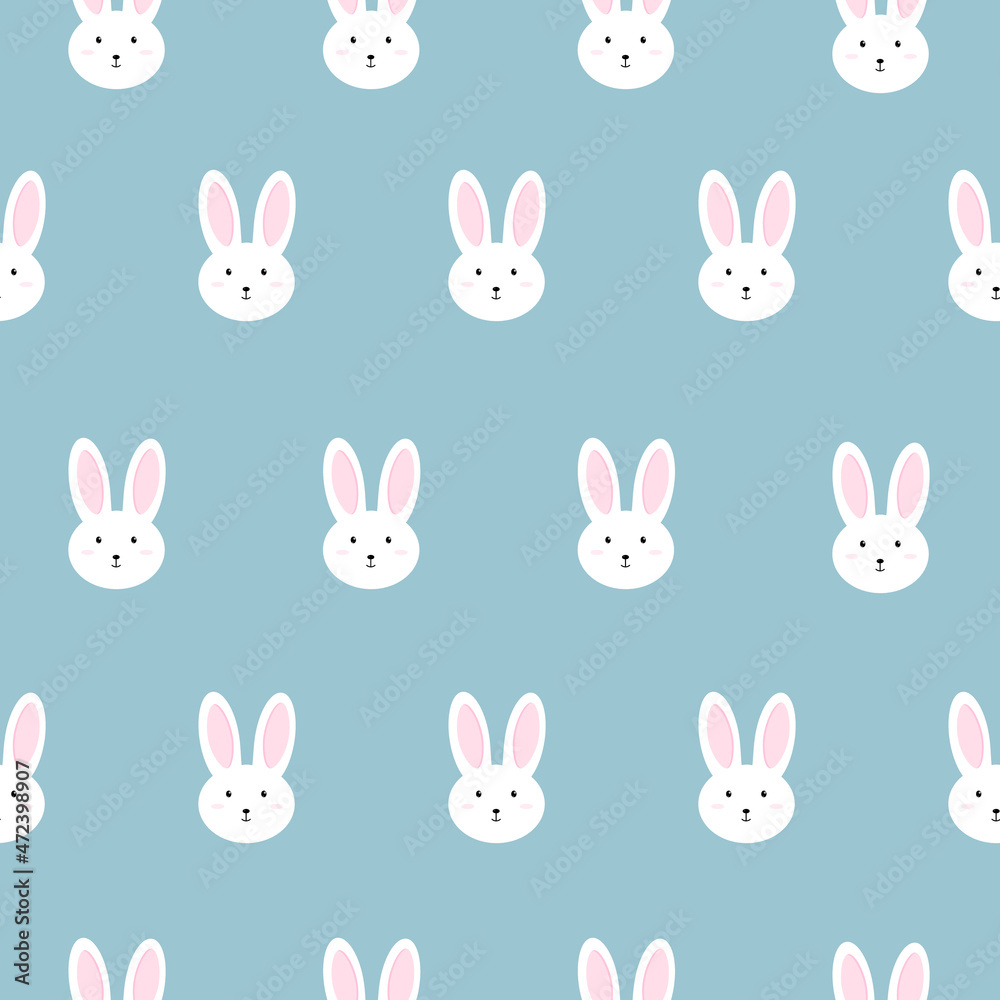 A cute cartoon white rabbit seamless pattern