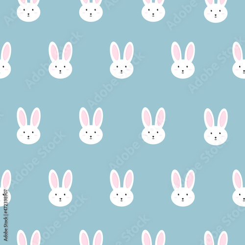 A cute cartoon white rabbit seamless pattern