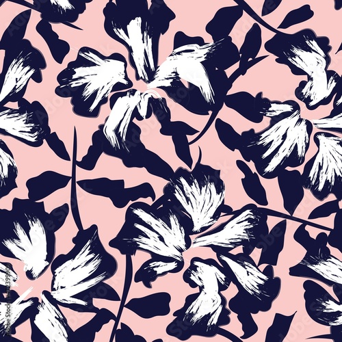 Floral Brush strokes Seamless Pattern Background