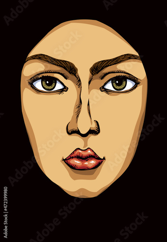 Woman face. Vector drawing icon