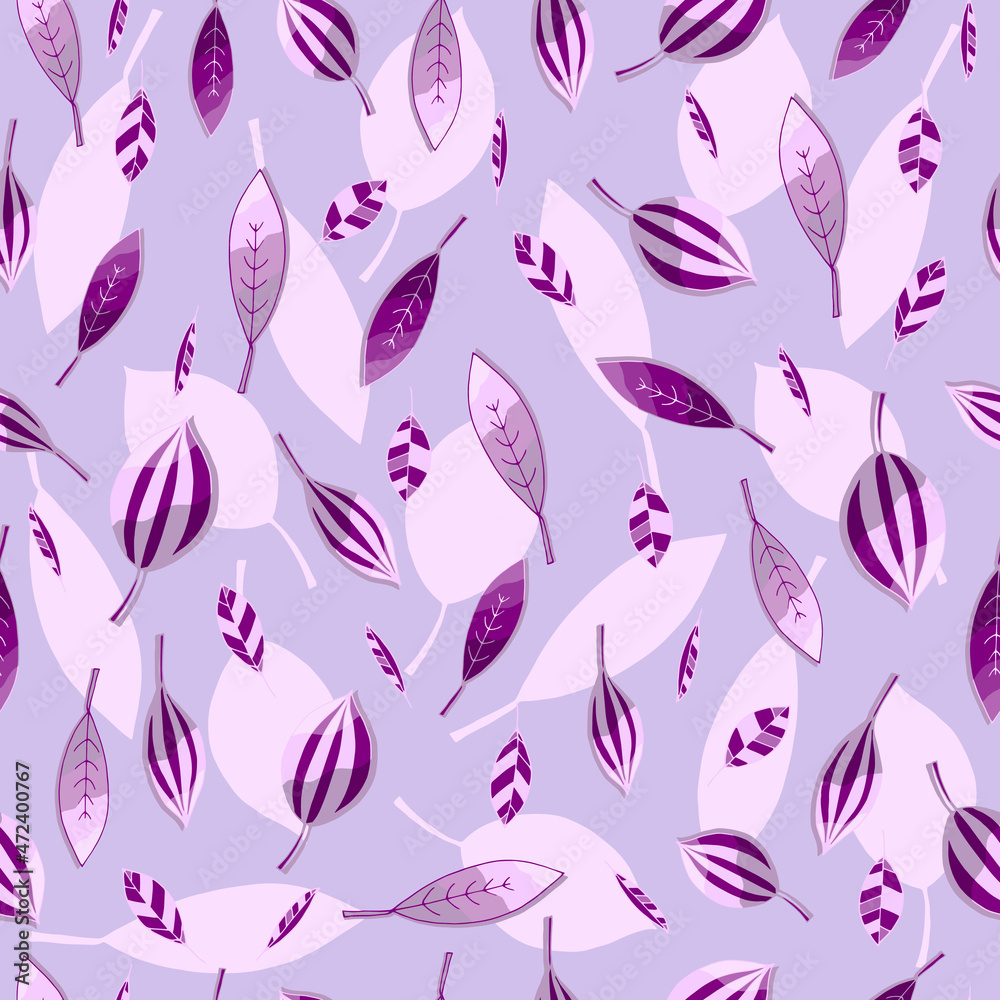 Seamless pattern with different leaves. Hand-draw vector illustration for wallpaper, background, fabric. Seamless pattern with different leaves. Hand-draw vector illustration for wallpaper, background, fabric.