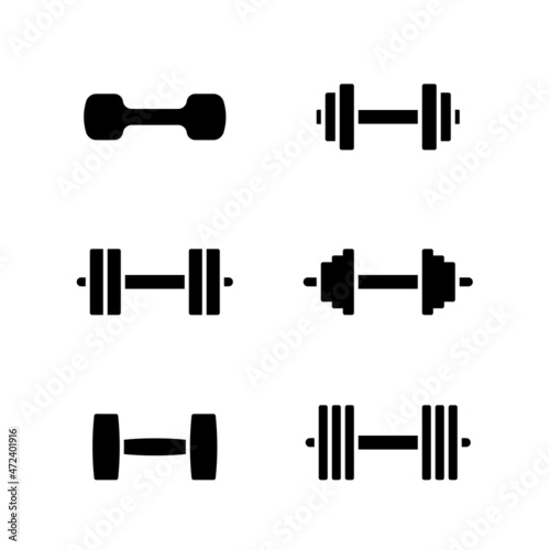 Dumbbell icon vector illustration set. Gym sport fitness equipment pictogram on white background