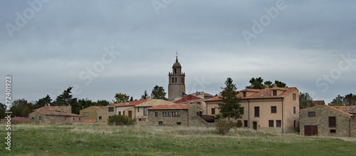 panoramic view of the town of Medinaceli with the whole house and the tower of the church, in Medinaceli, province of Soria. Spain	
 photo