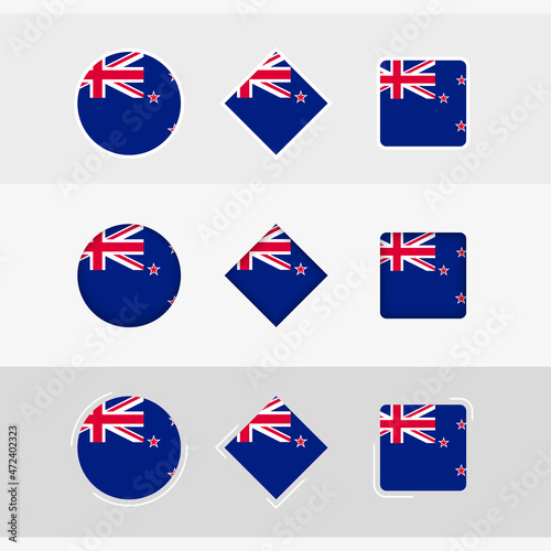 New Zealand flag icons set, vector flag of New Zealand.