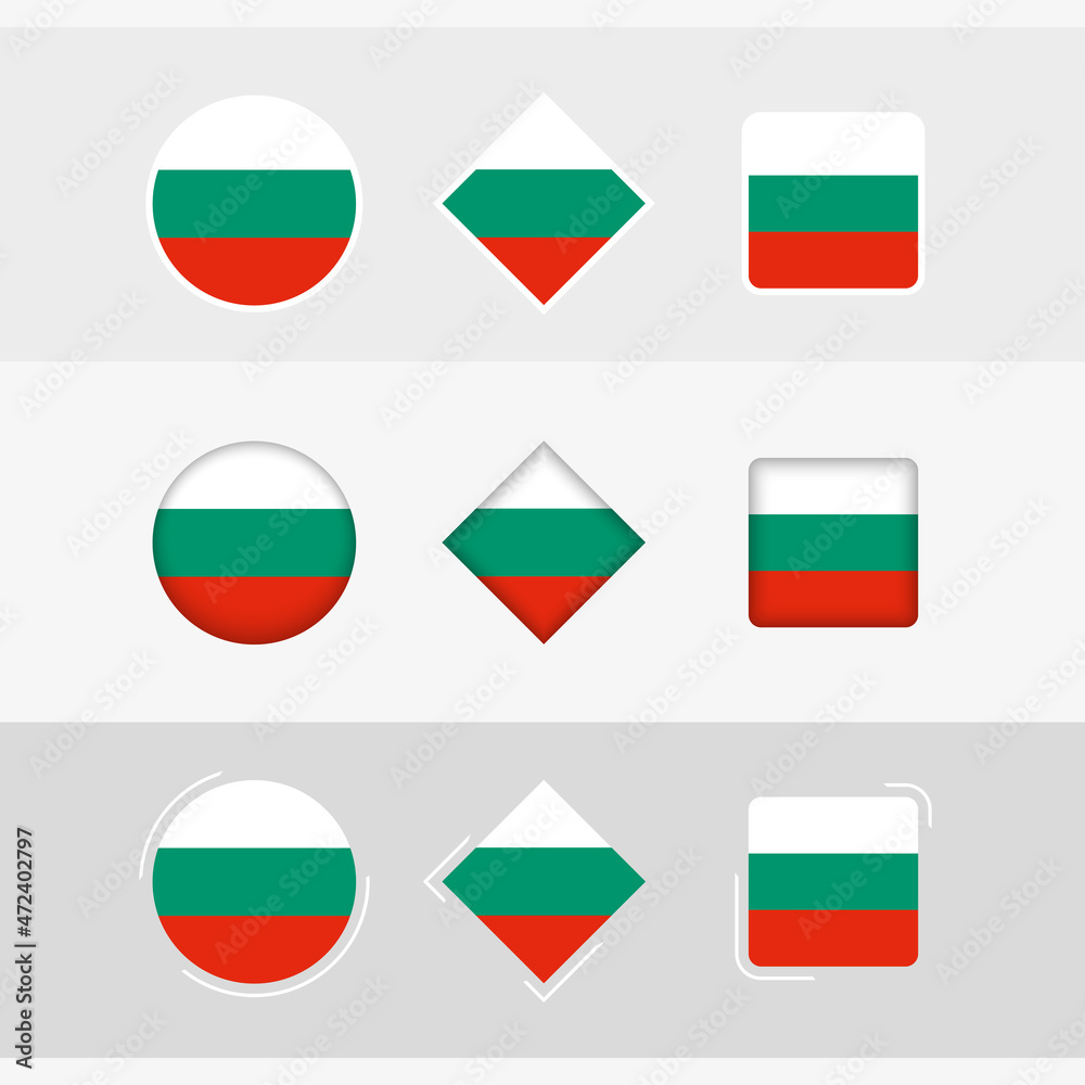 Bulgaria flag icons set, vector flag of Bulgaria. Bulgaria flag icons set, vector flag of Bulgaria.