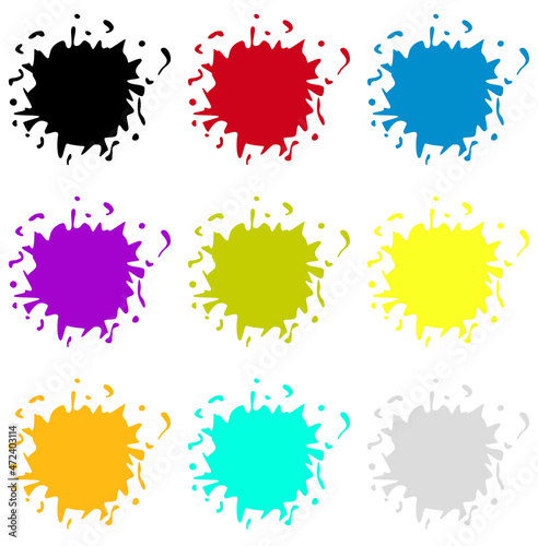 9 Farbkleckse in buntn Farben