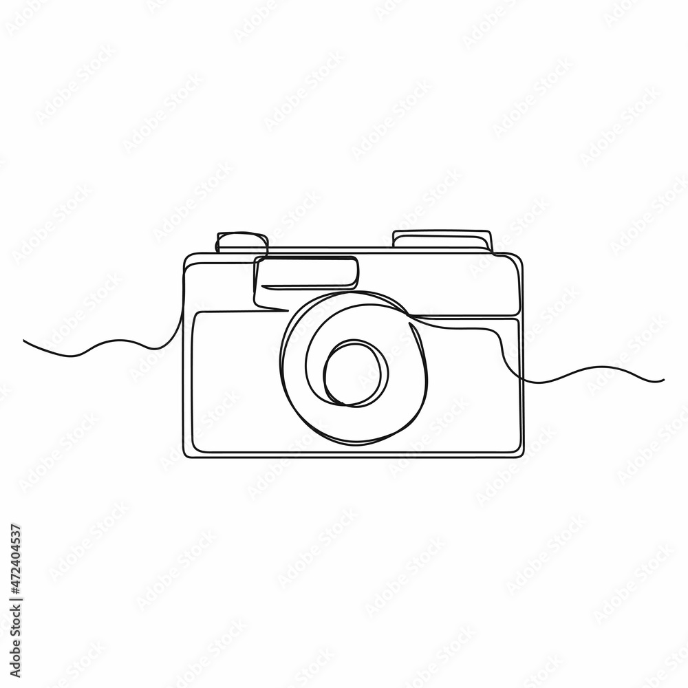 Vector abstract continuous one single simple line drawing icon of photo ...