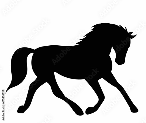 running horse  black silhouette  vector  isolated