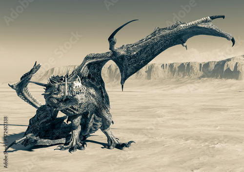 dragon is cowering on desert © DM7