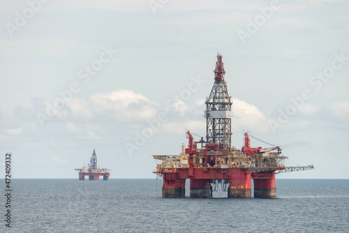 Offshore jack up rig in the middle of sea photo