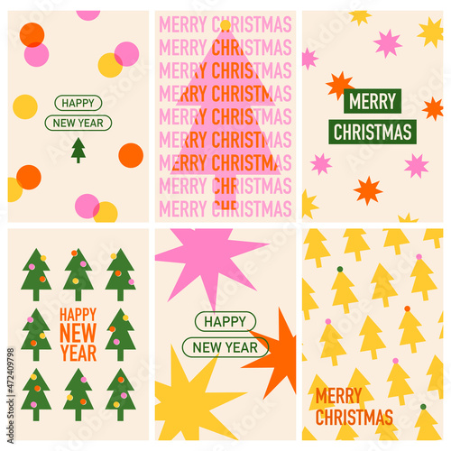 Set of Christmas and New Year cards