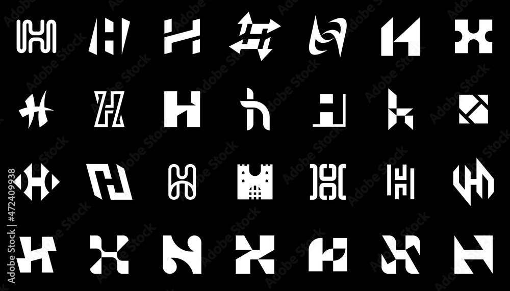 Abstract logos collection with letter H. Geometric abstract logos. Icon design Abstract logos collection with letter H. Geometric abstract logos. Icon design