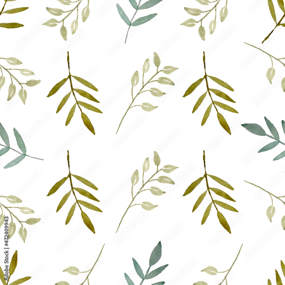 Watercolor leaf seamless pattern Watercolor leaf seamless pattern
