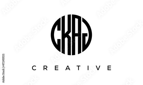 Letters CKAJ creative circle logo design vector, 4 letters logo