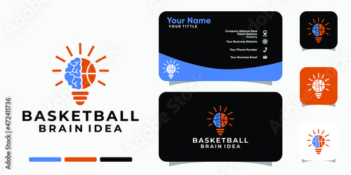 Basketball Brain logo and business card design vector template
