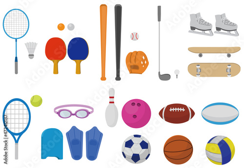 スポーツ用品　素材セット　イラスト