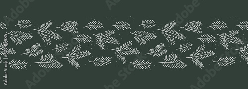 Cute hand drawn seamless pattern with fir branches and hanging decoration, great for christmas banners, wallpapers, wrapping, textiles - vector design