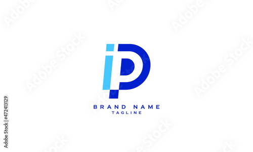 IP, PI, Abstract initial monogram letter alphabet logo design