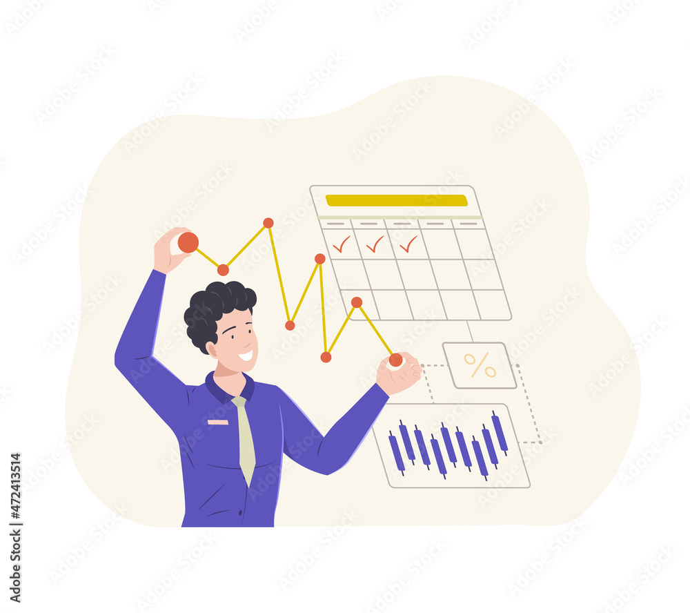 Man with business graph of income growth in hands. Man with business graph of income growth in hands.