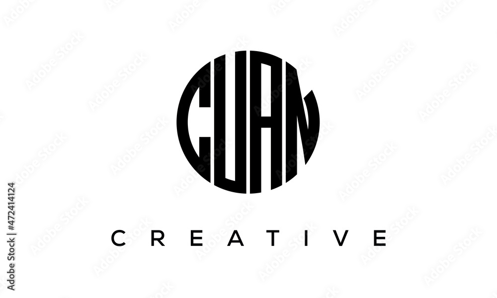 Letters CUAN creative circle logo design vector, 4 letters logo Letters CUAN creative circle logo design vector, 4 letters logo