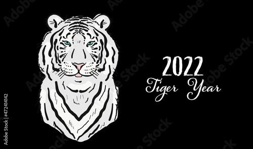 Tiger, animal character. Symbol of 2022 New Year. Design Template for Christm...
