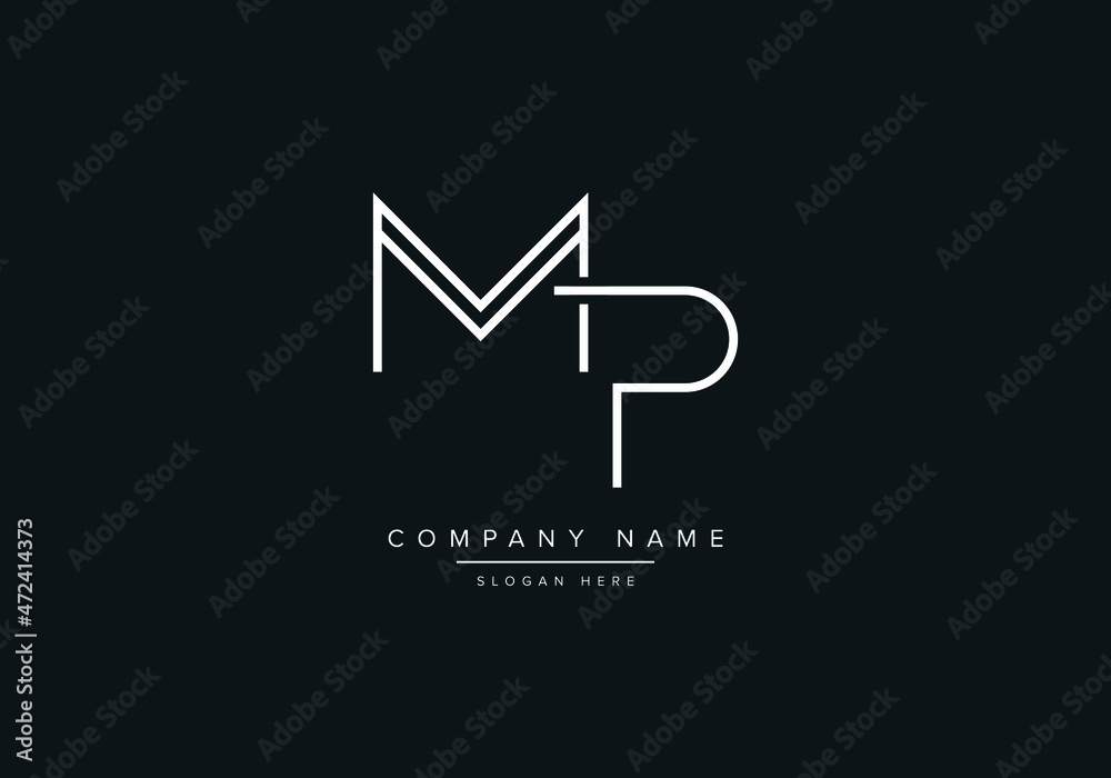 Initial Alphabet letter monogram icon logo MP Stock Vector | Adobe Stock