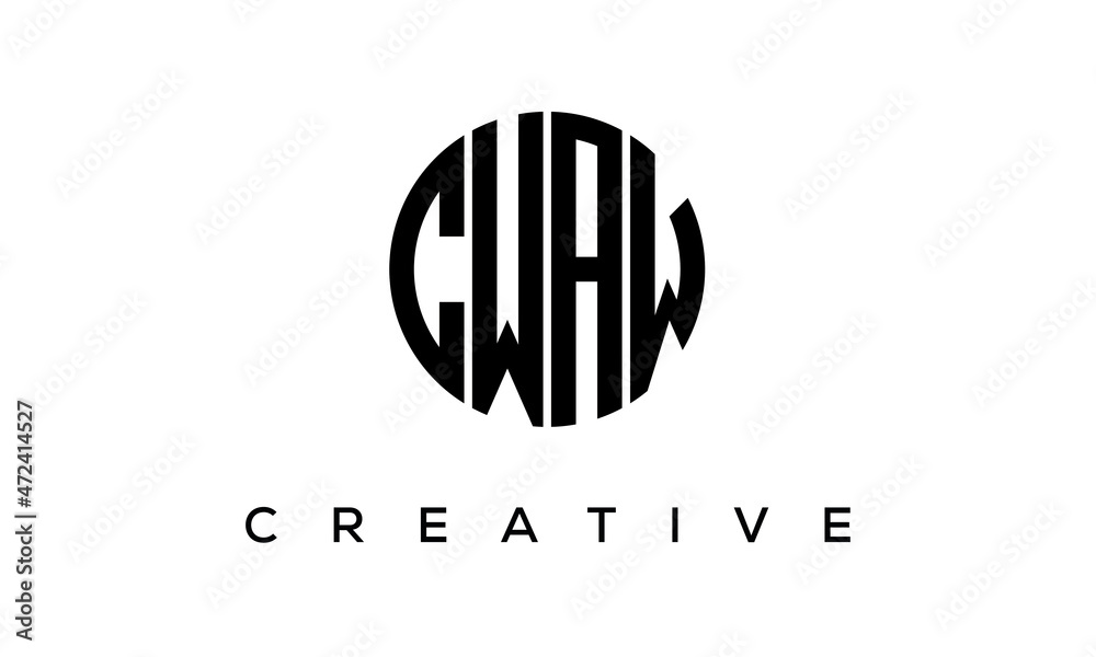 Letters CWAW creative circle logo design vector, 4 letters logo Letters CWAW creative circle logo design vector, 4 letters logo