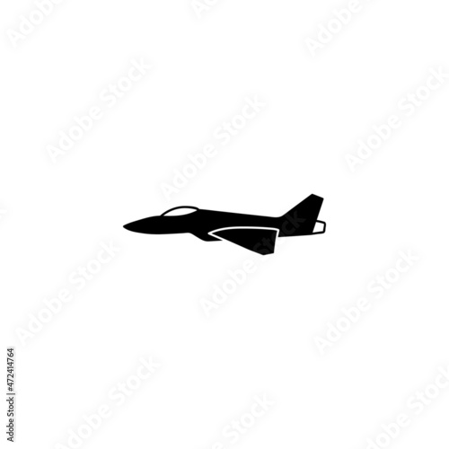 aircraft, Aeroplane icon, airplane fighter, military plane symbol in solid black flat shape glyph icon, isolated on white background 