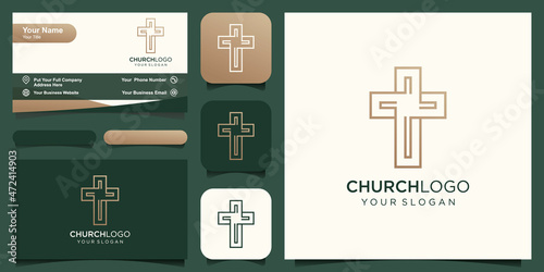 Valokuva Abstract symbol cross logo template for churches and Christian organizations