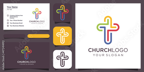 Abstract symbol cross logo template for churches and Christian organizations.