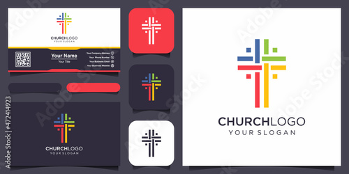 christian cross logo design vector template. Baptist cross symbol vector design template.