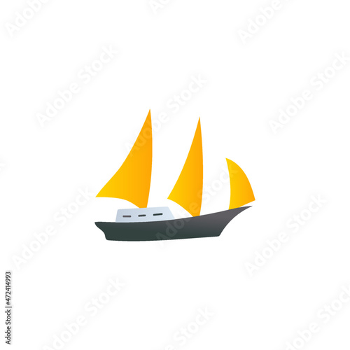Boat, sail icon. schooner ship symbol in gradient color, isolated on white background