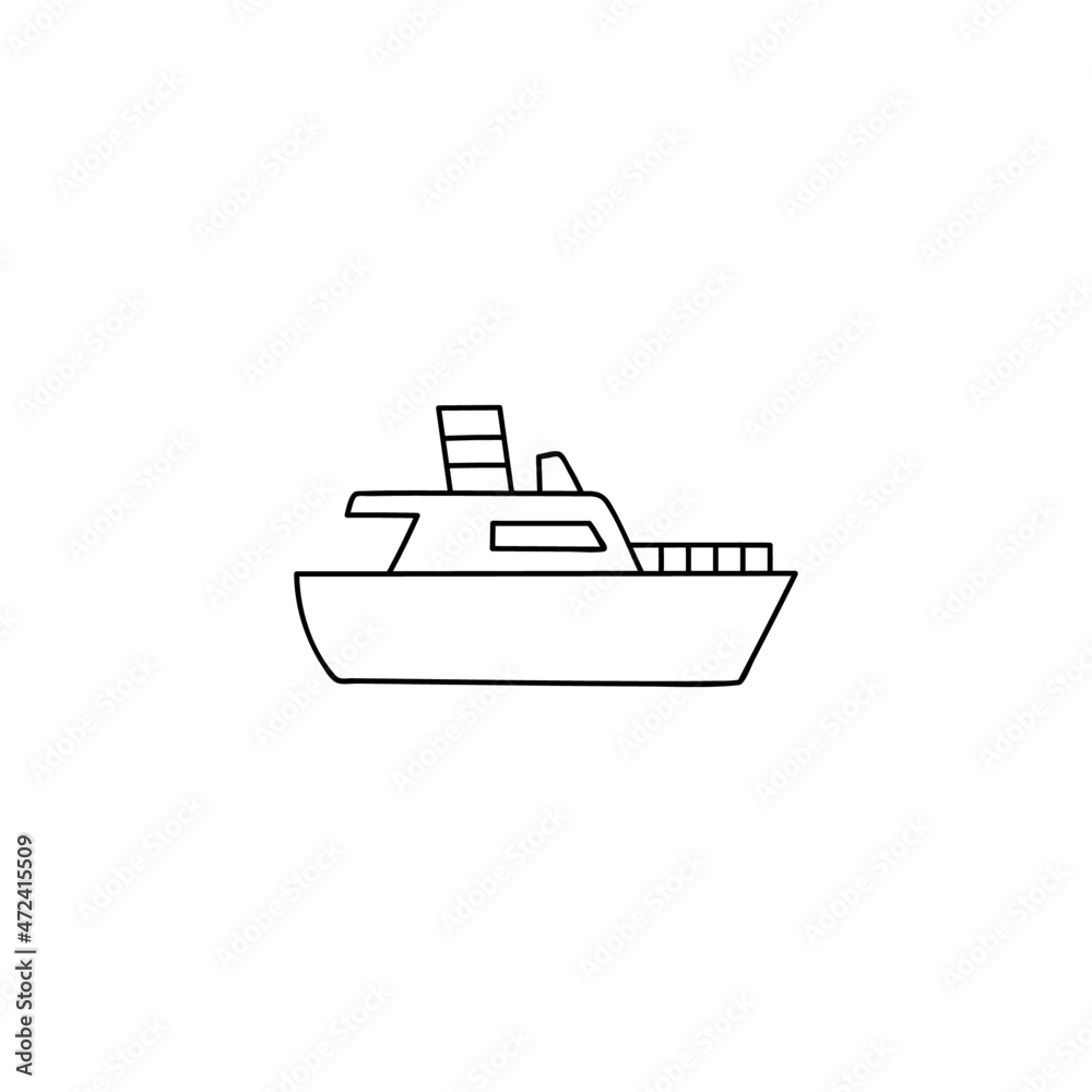 ferry ship icon in flat black line style, isolated on white background ferry ship icon in flat black line style, isolated on white background
