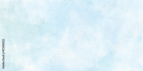 Hand painted blue sky and clouds, abstract watercolor background, vector illustration