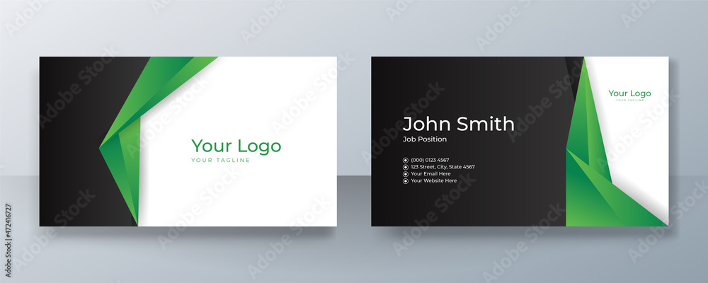 Fototapeta premium Modern clean black and green business card design. Creative and clean business corporate card template.