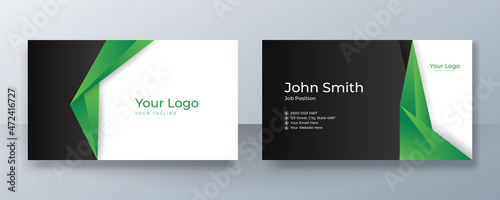 Modern clean black and green business card design. Creative and clean business corporate card template.