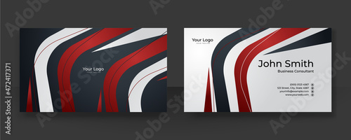 Modern blue and red business card design template