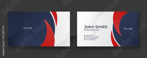 Modern blue and red business card design template