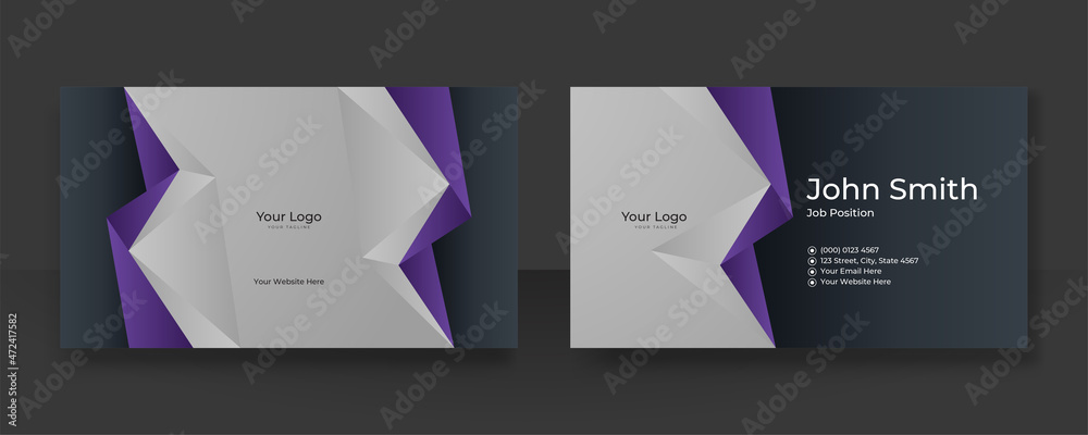 Modern black and purple business card design template