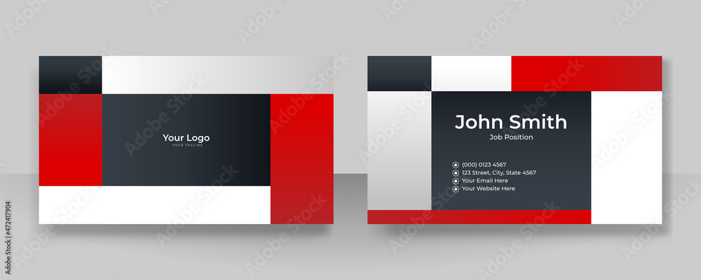 Modern elegant red black business card design. Creative and clean business card template.