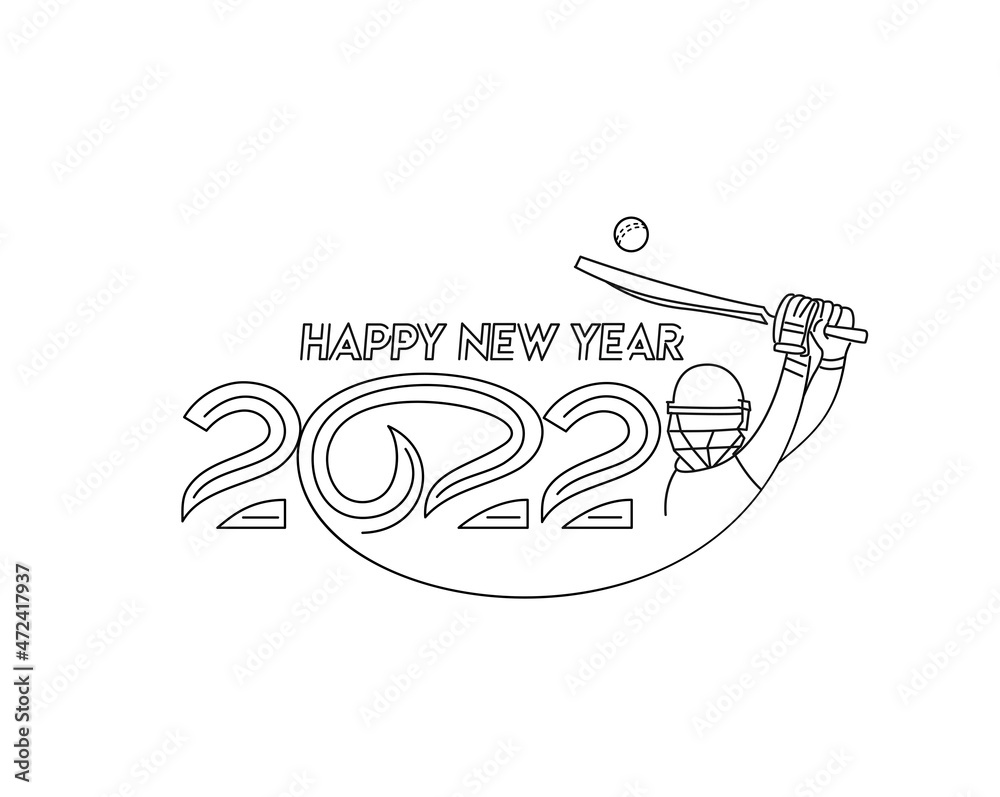 Obraz premium Happy new year 2022 - Cricket champions league background.