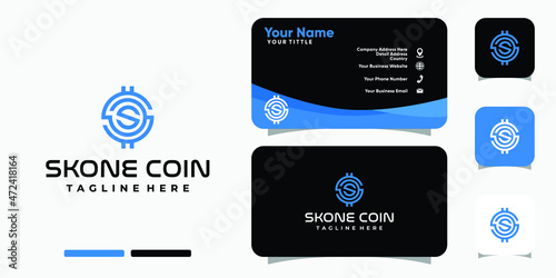 Monogram S coin trading logo and business card design vector template