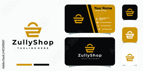 Letter Z shoping bag logo and business card design vector template