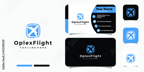 Flight Plane logo and business card design vector template