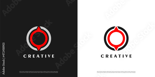Letter O logo icon compass design template elements	