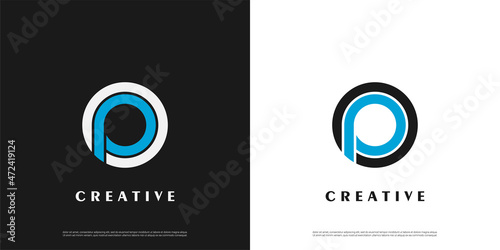 Letter P, OP, PO logo icon line design template elements	