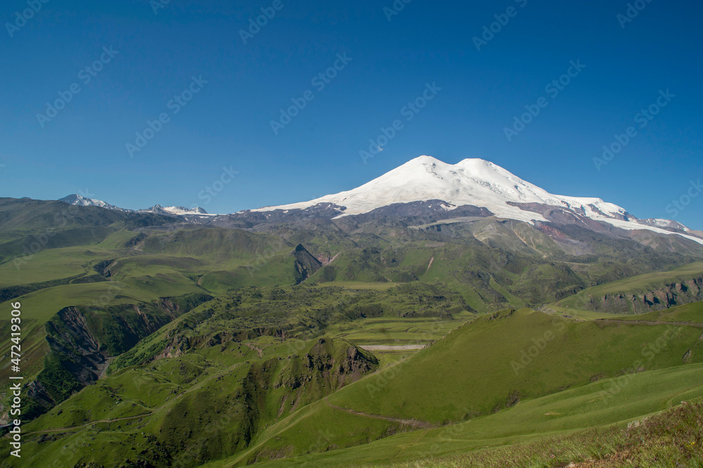 Fototapeta premium Russia North Caucasus. Mountain peaks. View of Elbrus.