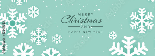 Christmas website banner background with decorations snowflakes design