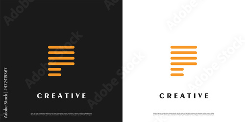 Letter P logo icon line design template elements	