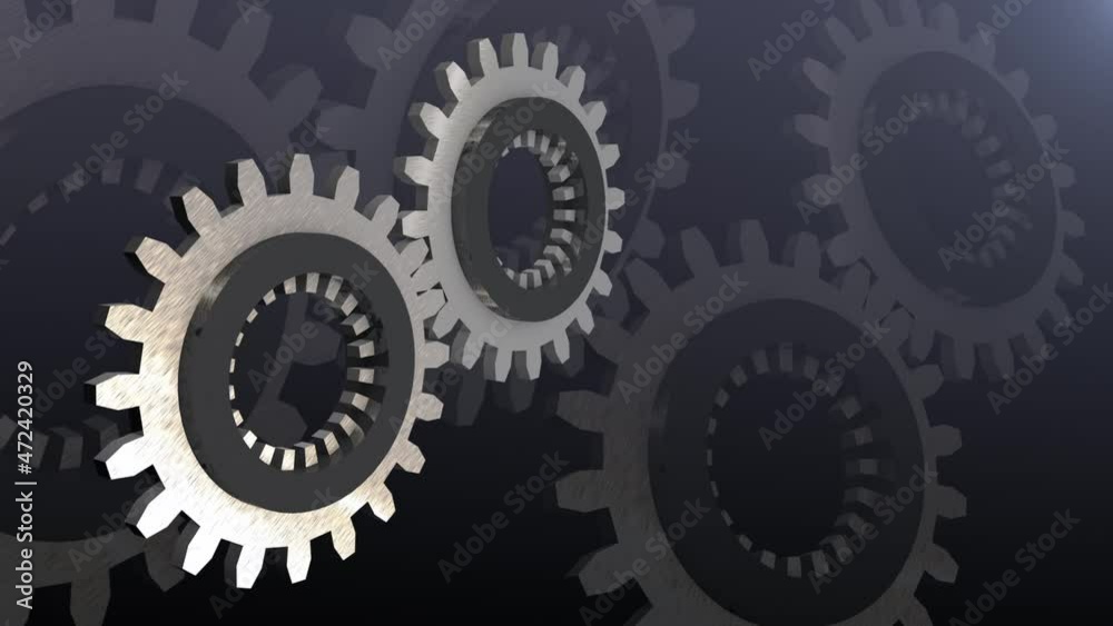 Metal Gears 3D Animation, Copy Space, Loop Metal Gears 3D Animation, Copy Space, Loop